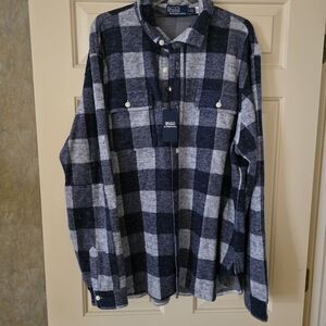 Polo Ralph Lauren Blue and White Plaid Men's Shirt